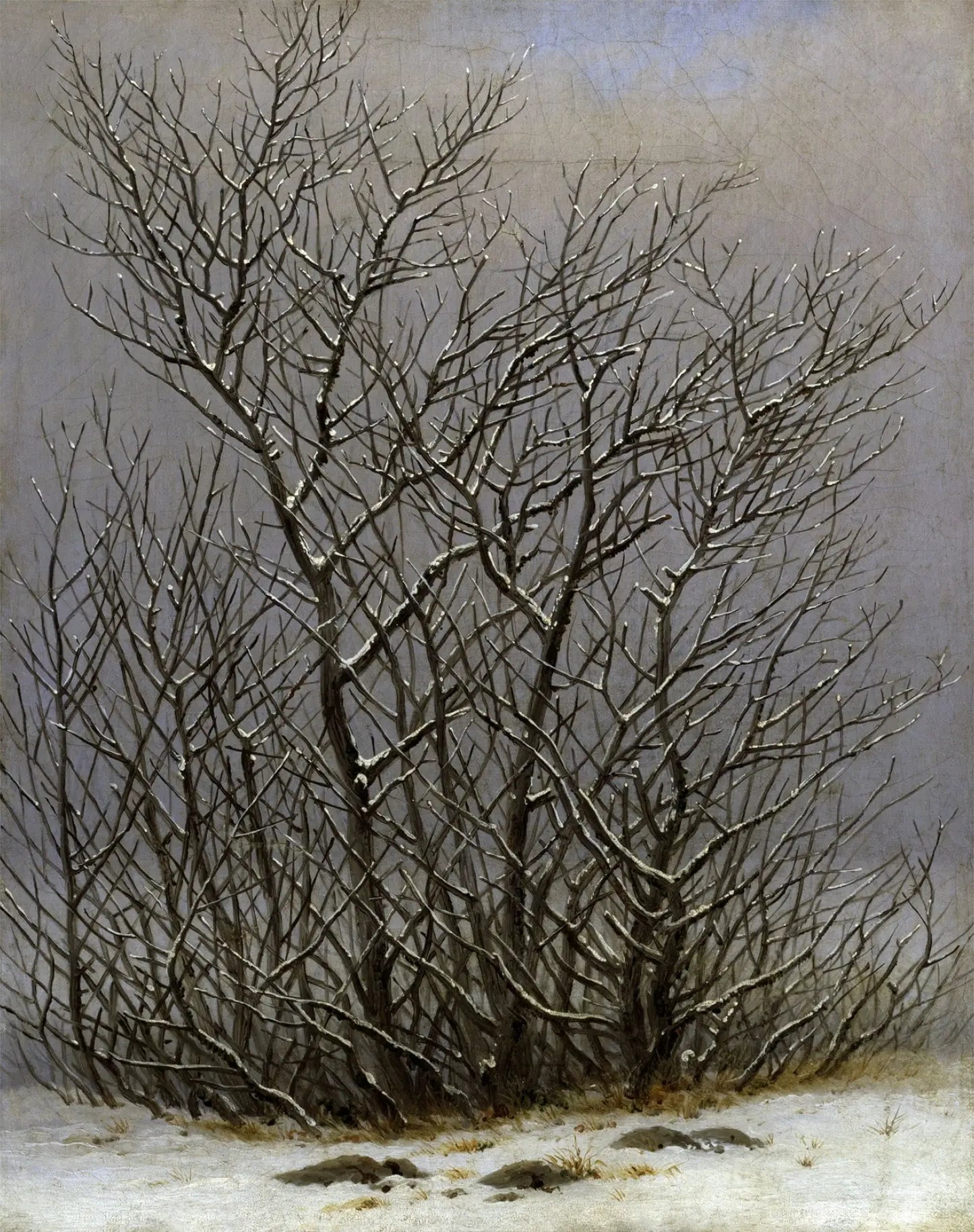 Reproduction du tableau « Arbres et arbustes sous la neige - Caspar David Friedrich » par Alpha Reproduction en peinture à l’huile