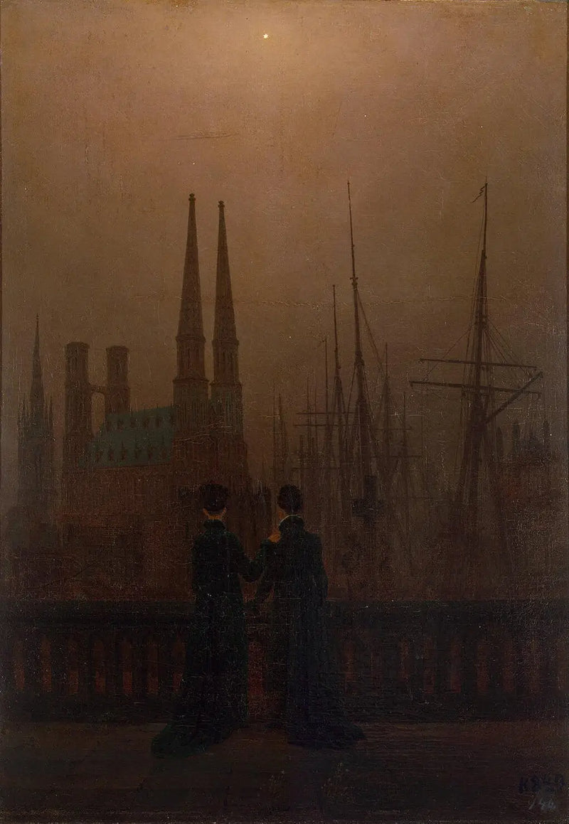 Nacht in de haven - Caspar David Friedrich