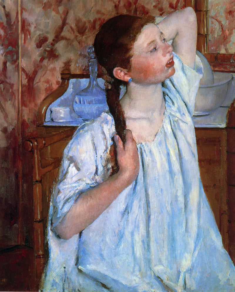 Meisje dat haar haar in model brengt - Mary Cassatt