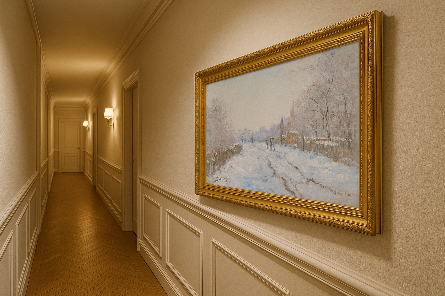 Straat onder de sneeuw in Argenteuil – Claude Monet, 1875
