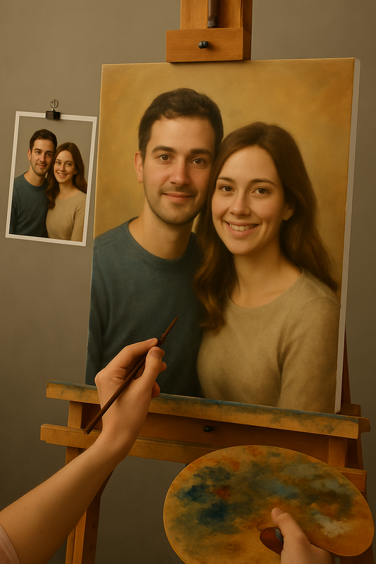 💑 Personaliseerbaar Koppel Schilderij – Unieke en Emotionele Olieverfschilderij
