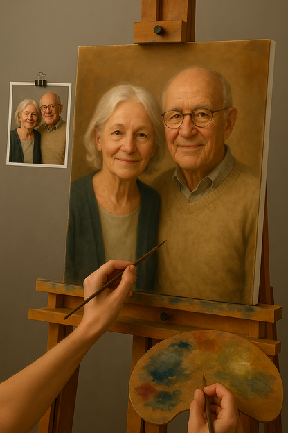 💑 Gepersonaliseerd koppel schilderij – Unieke en emotionele olieverfschilderij