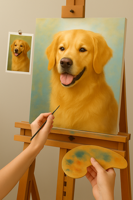 🎨 Aanpasbaar Hond Portret Schilderij – Unieke Olieverfschilderij