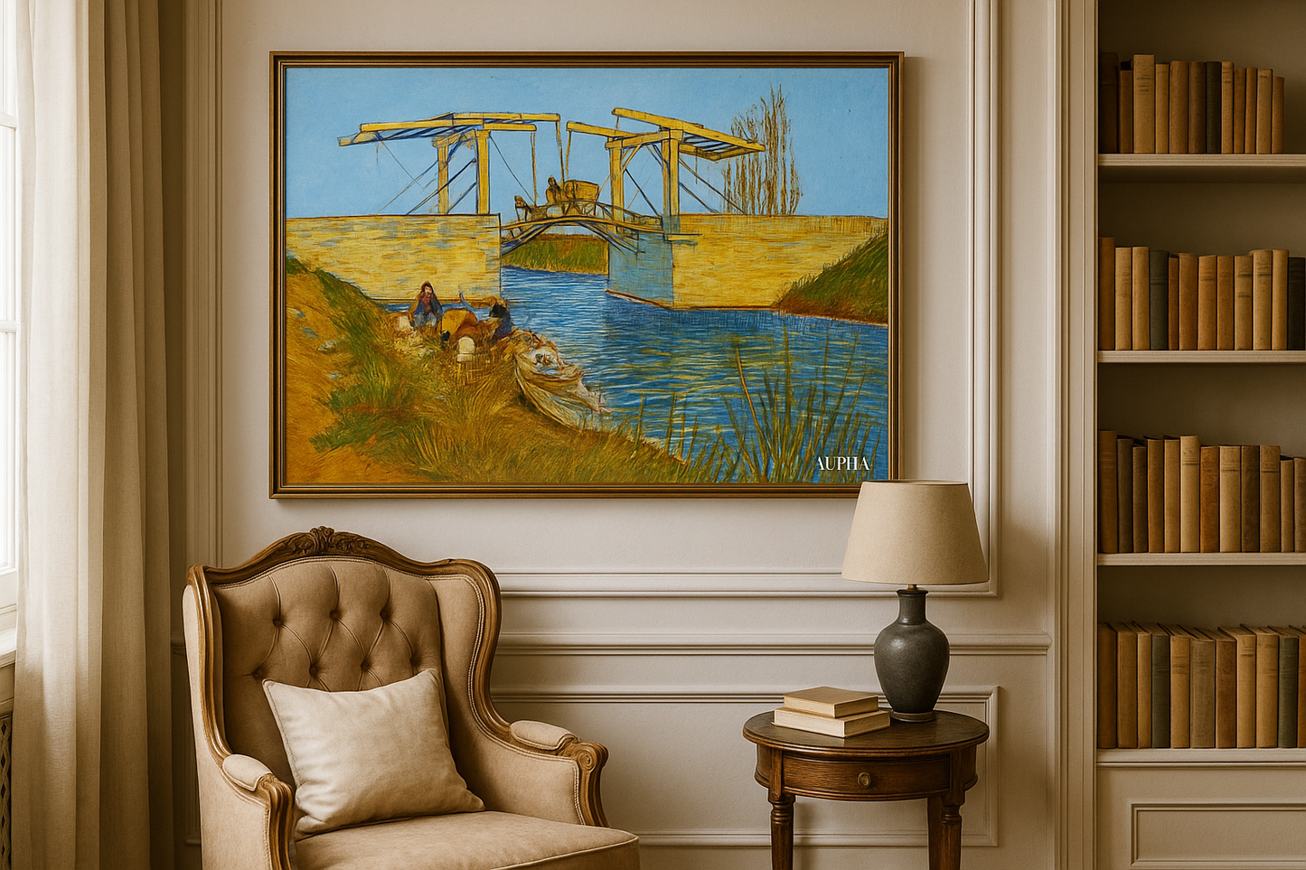 De Pont de Langlois in Arles bij de Wasvrouwen – Vincent van Gogh (1888)