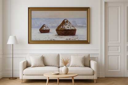 Meules, sneeuweffect van Claude Monet