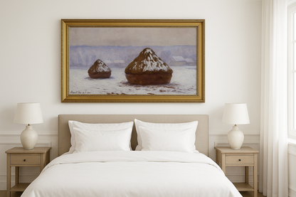 Meules, sneeuweffect van Claude Monet