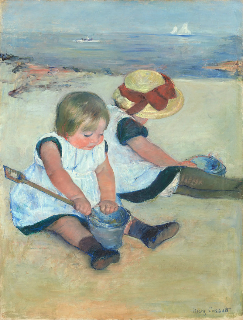 Kinderen die op het strand spelen - Mary Cassatt