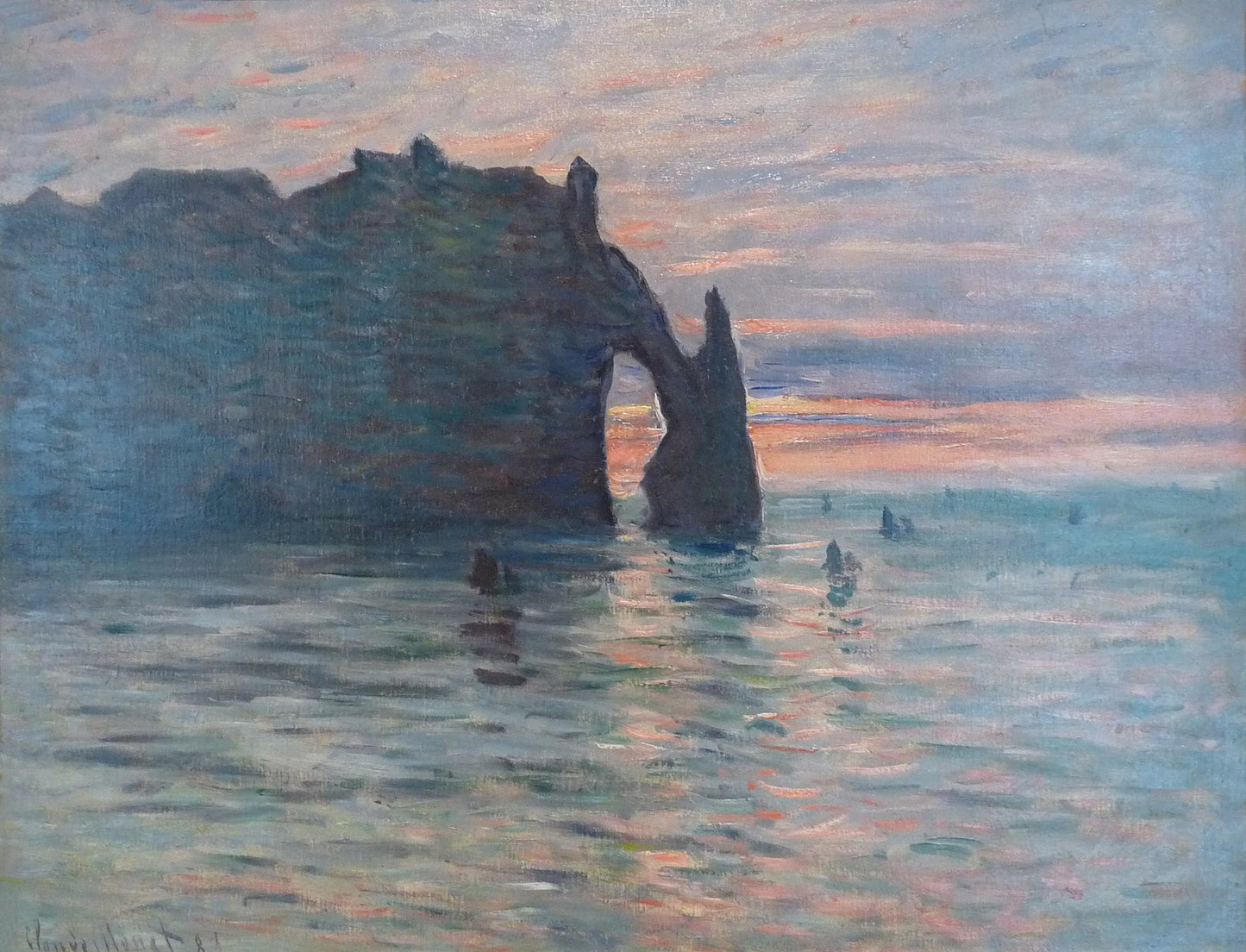 🎨 Zonsondergang bij Étretat – Claude Monet, 1883