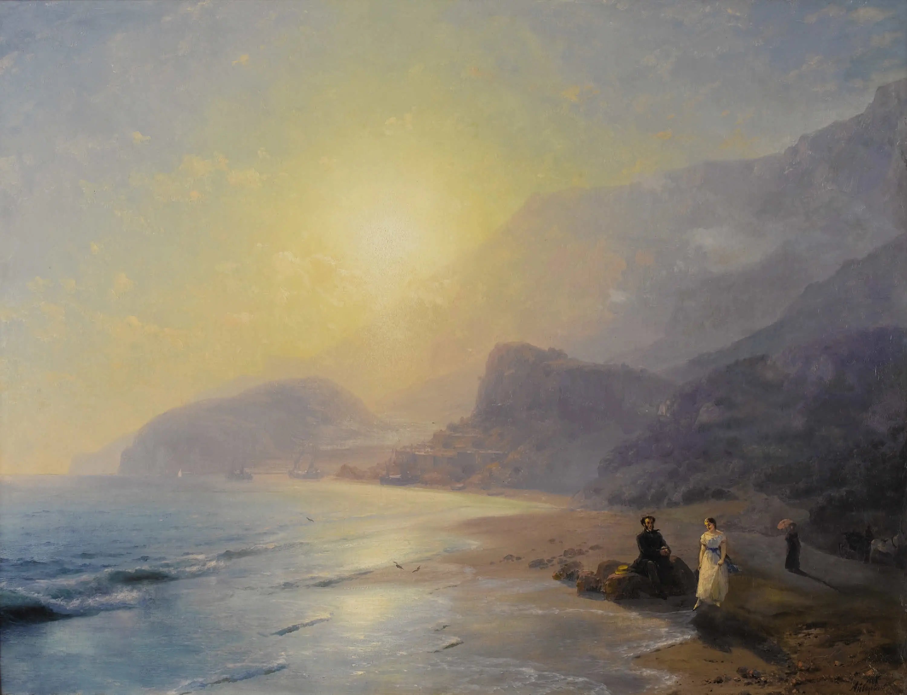 A. S. Pouchkine et la comtesse M. N. Raevskaya au bord de la mer près de Gurzuf - Ivan Aïvazovski - Alpha Reproduction
