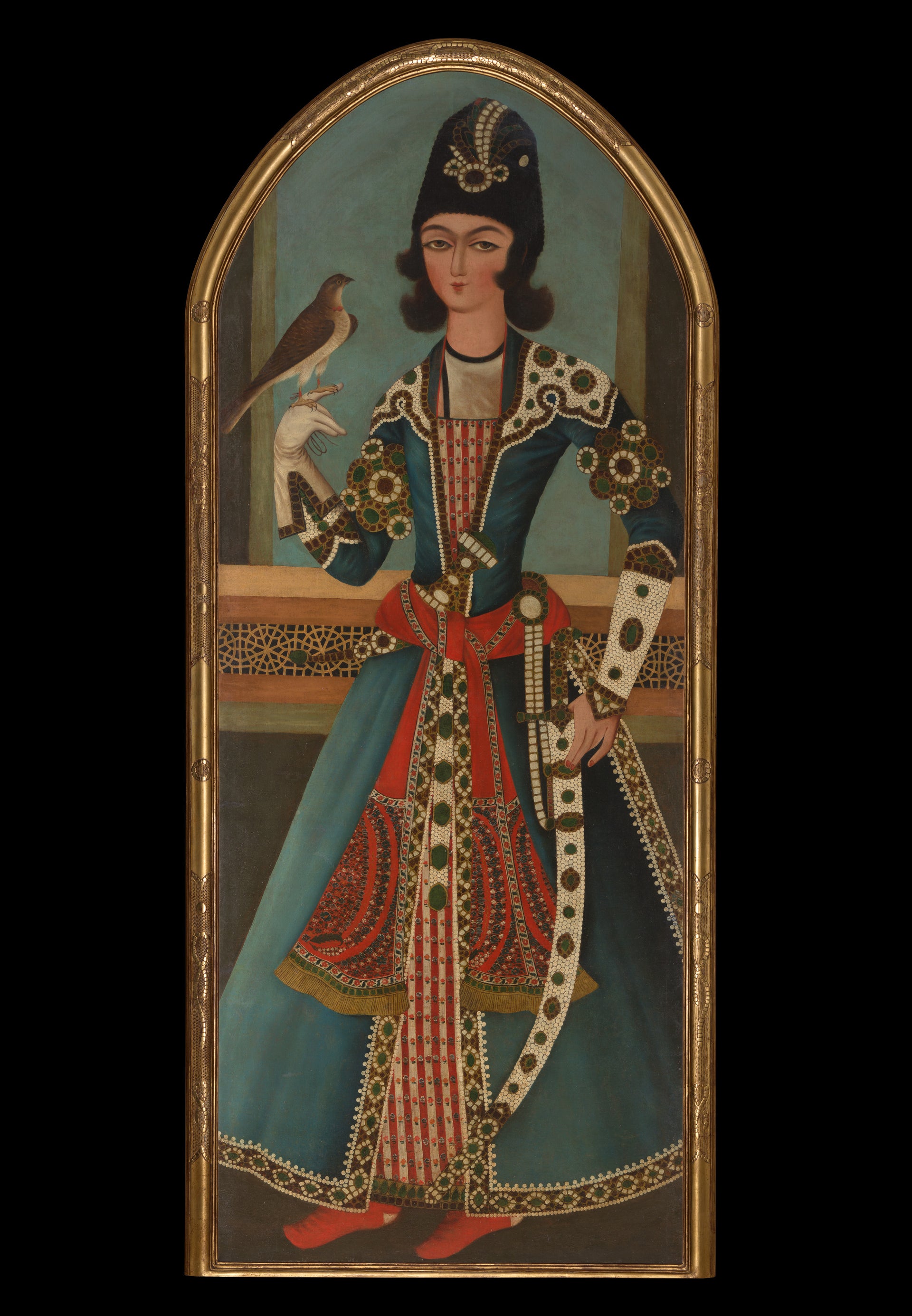 Prince au faucon, Atelier persan anonyme, ca 1820