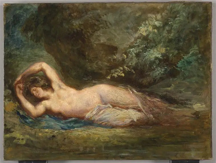 Slapende Bacchante in een landschap - Eugène Delacroix
