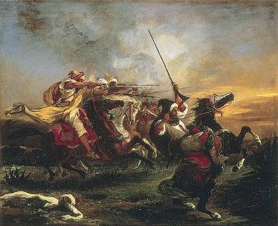 Reproduction du tableau « Exercices militaires des Marocains - Eugène Delacroix » par Alpha Reproduction en peinture à l’huile