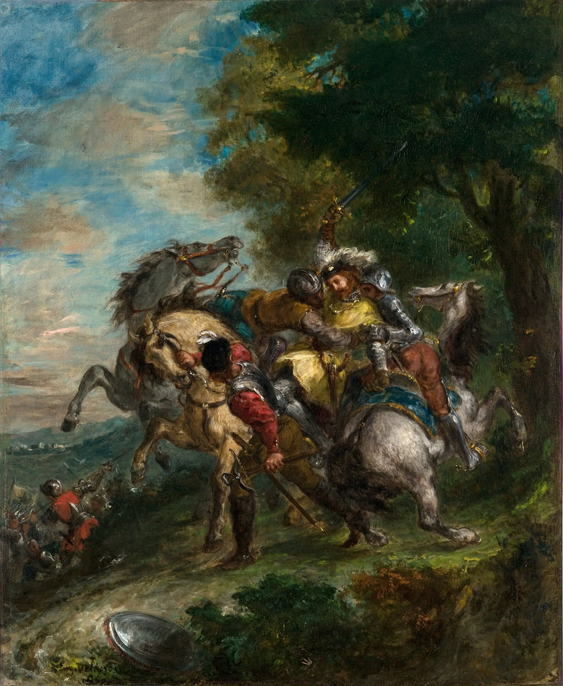 Weislingen gevangen door de mannen van Götz - Eugène Delacroix
