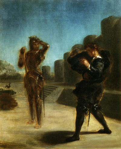 Reproduction du tableau « Hamlet et le Spectre. - Eugène Delacroix » par Alpha Reproduction en peinture à l’huile