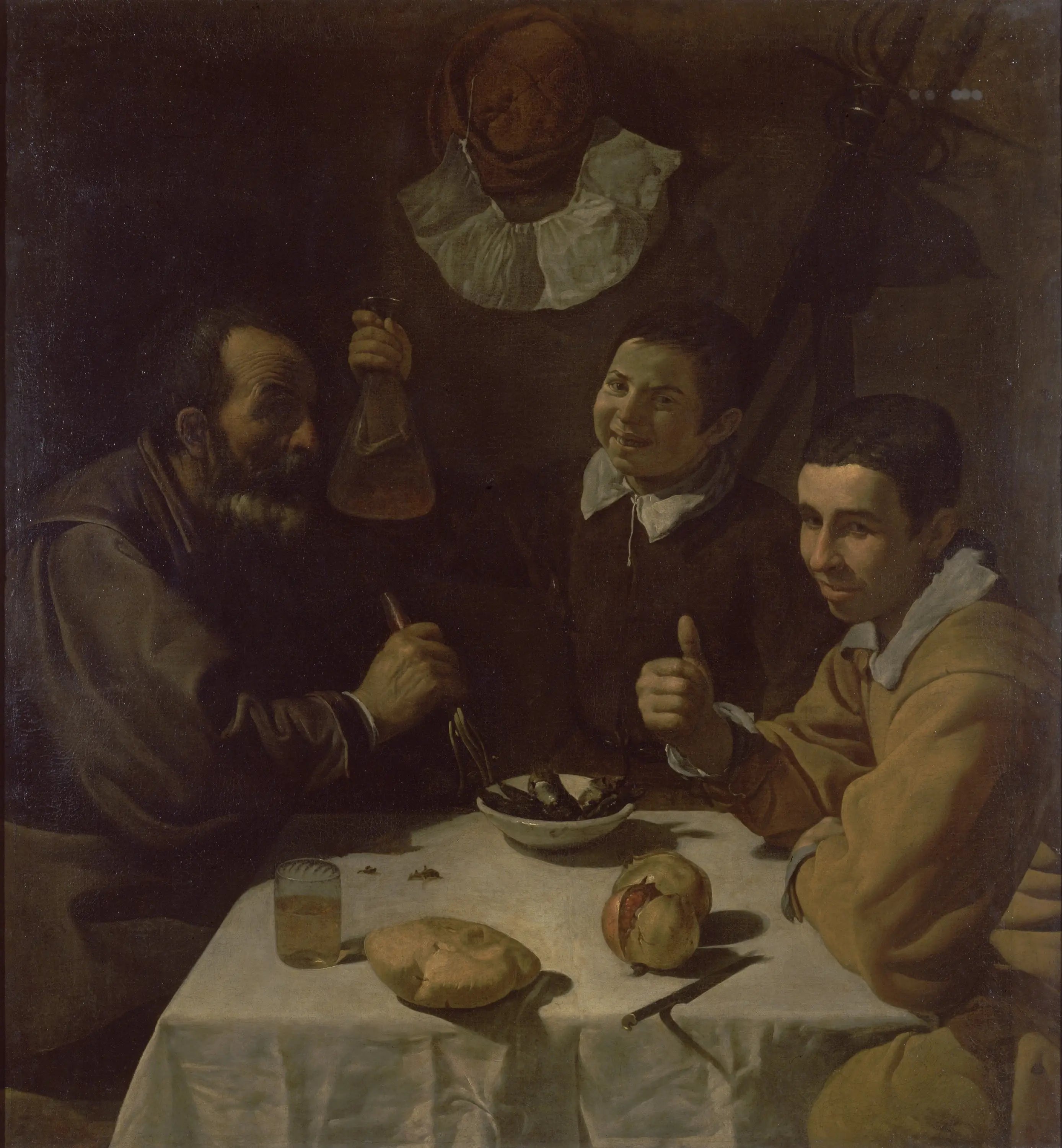 Trois hommes à table le déjeuner - Diego Velázquez - Alpha Reproduction
