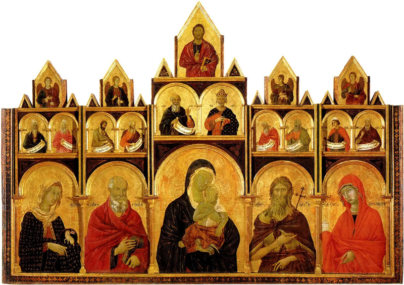 Polyptych van de Maagd met Kind en heiligen - Duccio di Buoninsegna