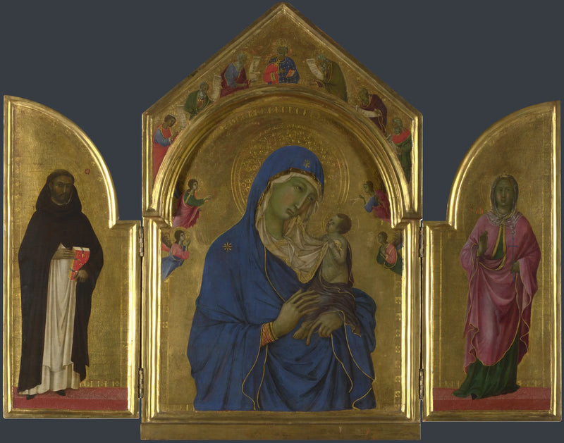 De Maagd met Kind en de heiligen Dominicus en Auréa - Duccio di Buoninsegna