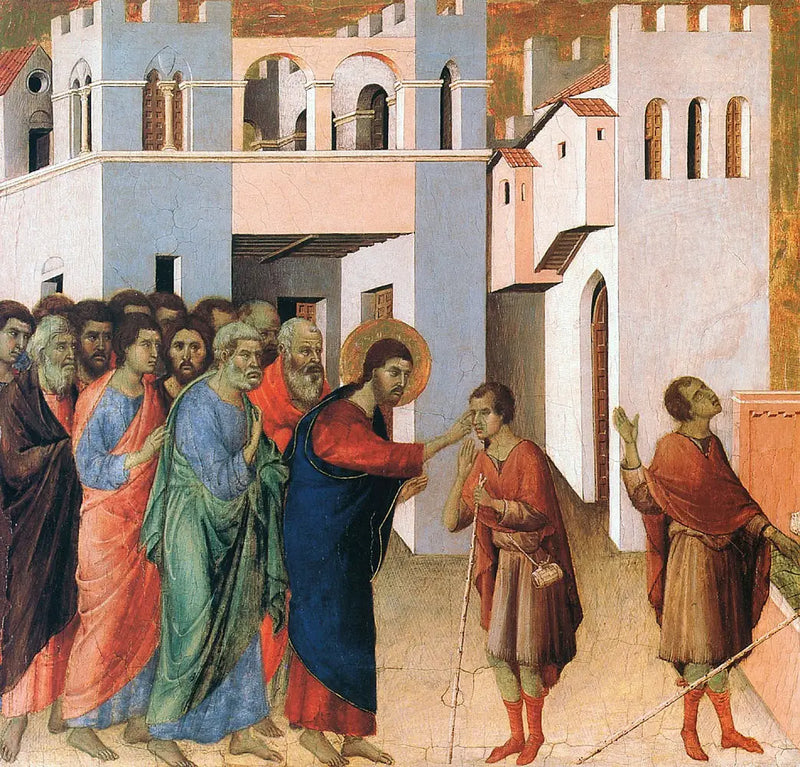 De genezing van de man die geboren was blind - Duccio di Buoninsegna