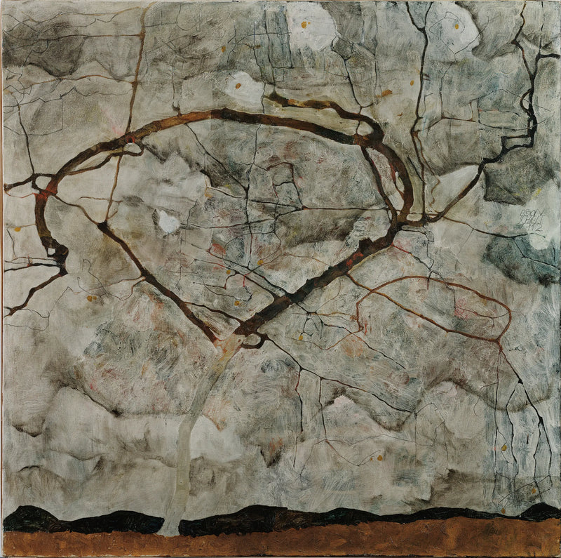 Herfstboom in de onrustige lucht (winterboom) - Egon Schiele