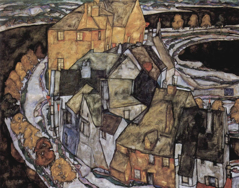 Croissant van Huizen II (Eilandstad) - Egon Schiele