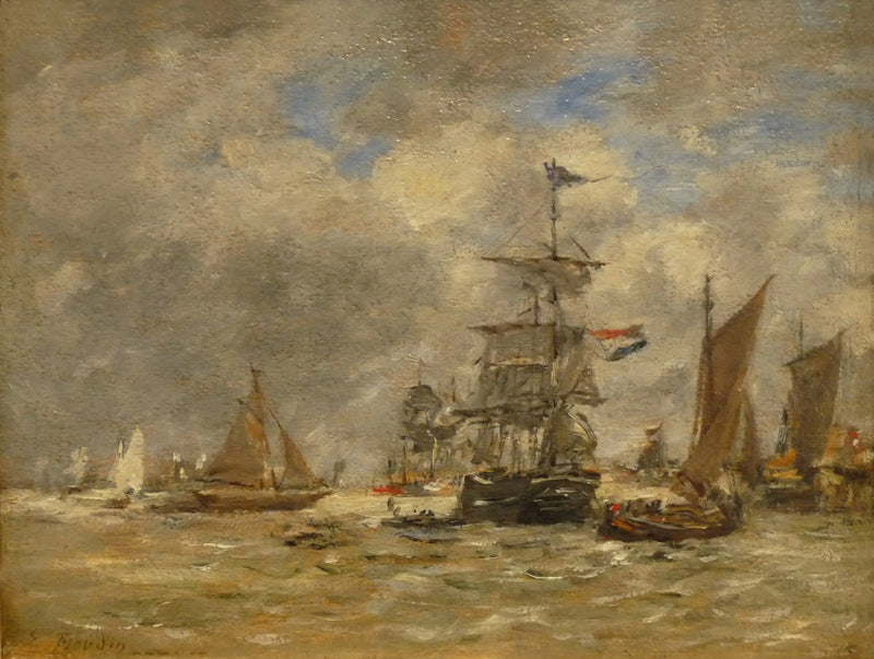 Antwerpen. Schepen op de Schelde - Eugène Boudin
