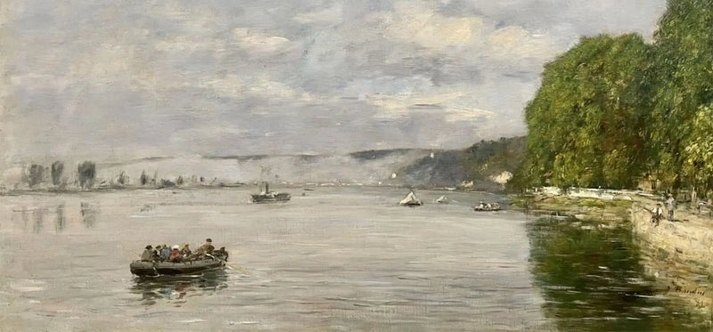 Caudebec-en-Caux, boten op de Seine - Eugène Boudin