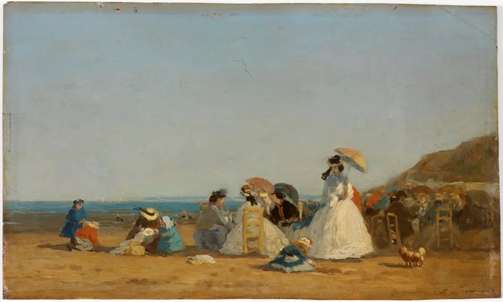Reproduction du tableau « Personnages sur une plage - Eugène Boudin » par Alpha Reproduction en peinture à l’huile