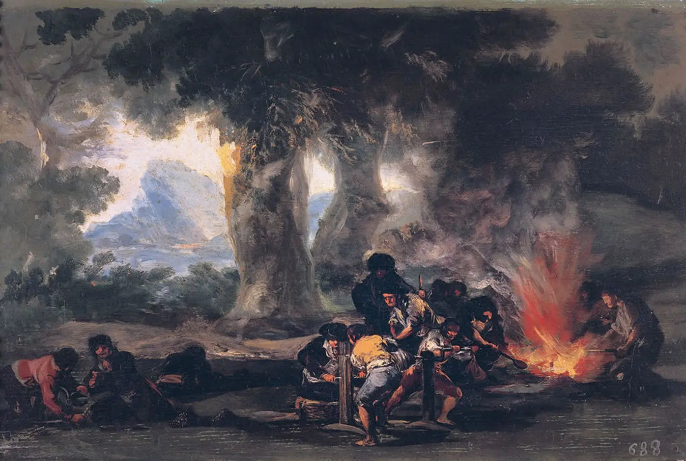 Reproduction du tableau « Fabrication de balles dans la Sierra de Tardienta - Francisco de Goya » par Alpha Reproduction en peinture à l’huile