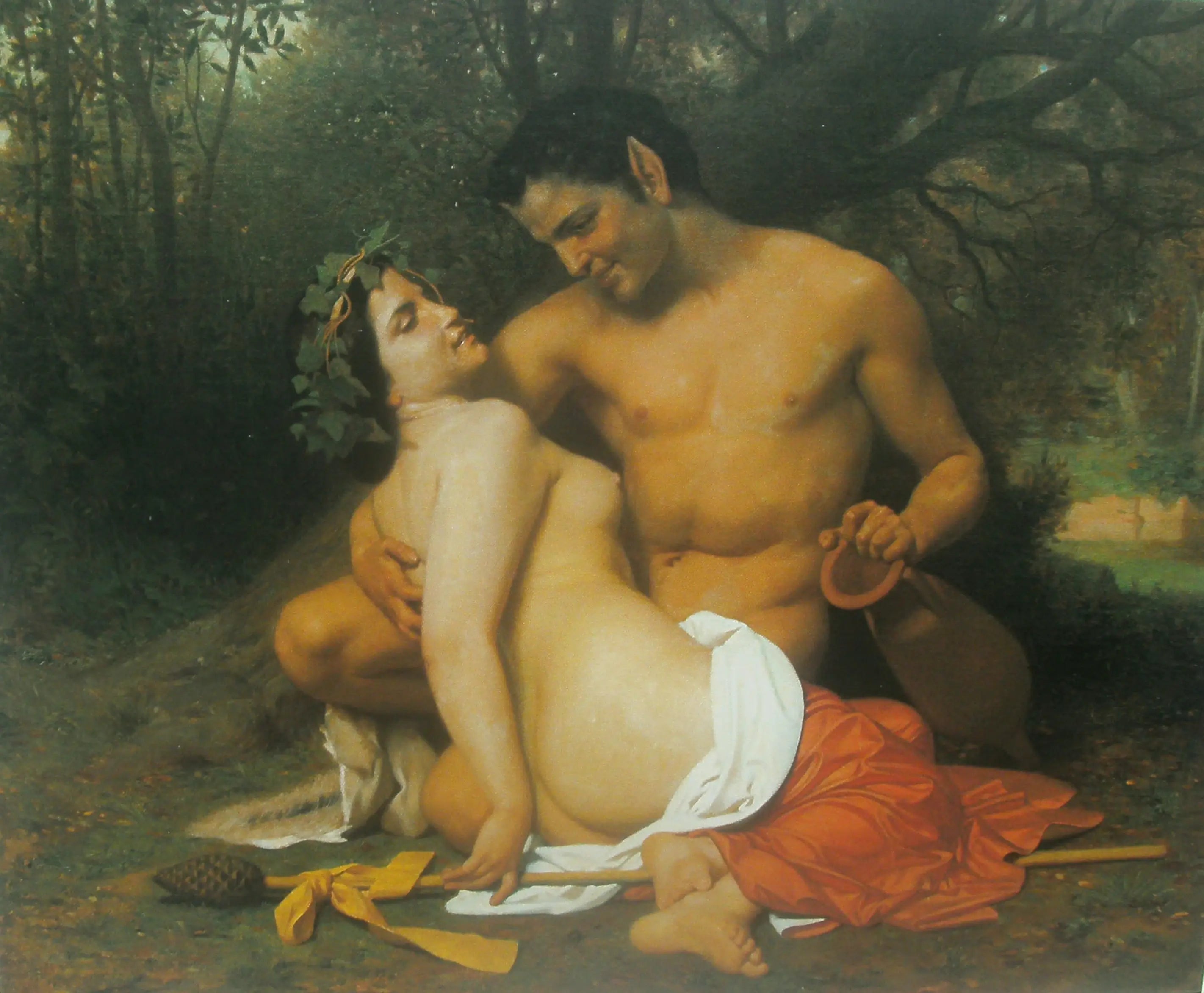 Reproduction du tableau « Faune et Bacchante - Bouguereau » par Alpha Reproduction en peinture à l’huile