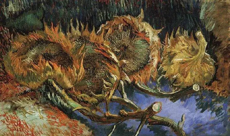 Vier verwelkte zonnebloemen - Vincent van Gogh