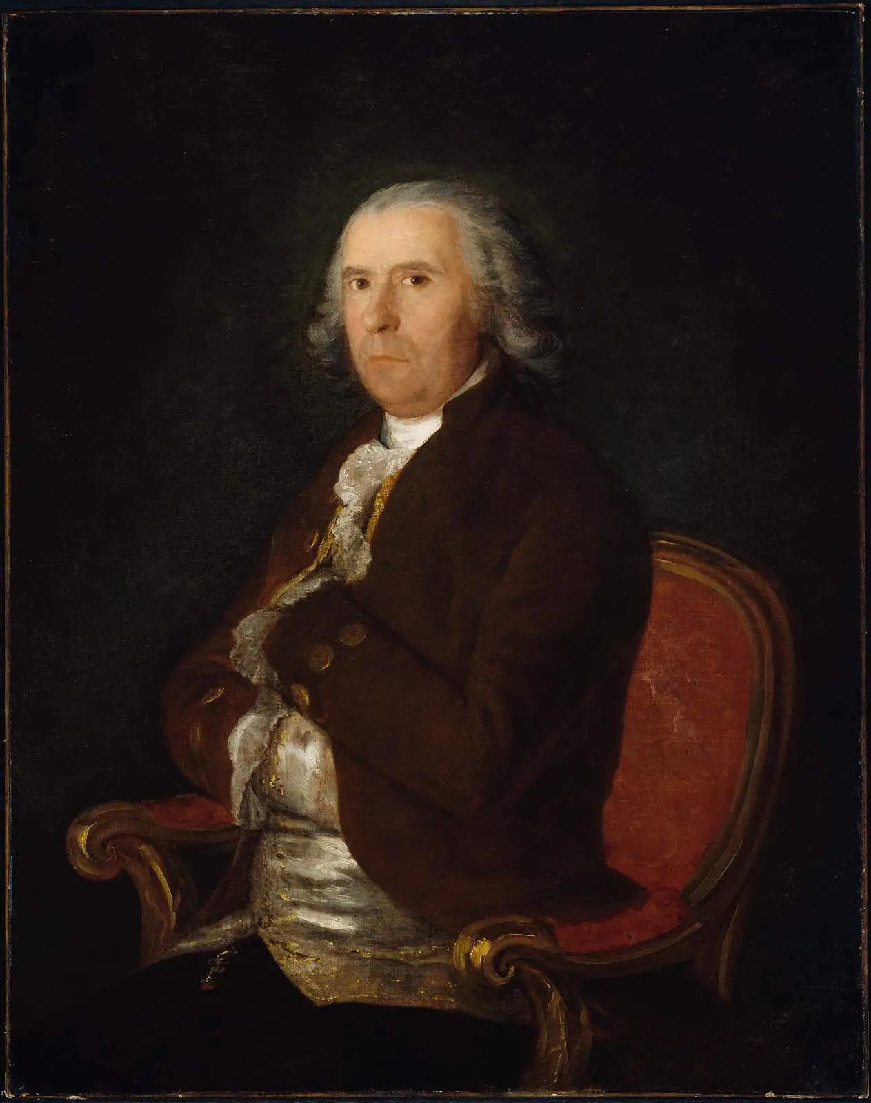 Reproduction du tableau « Portrait d'un homme en manteau marron - Francisco de Goya » par Alpha Reproduction en peinture à l’huile