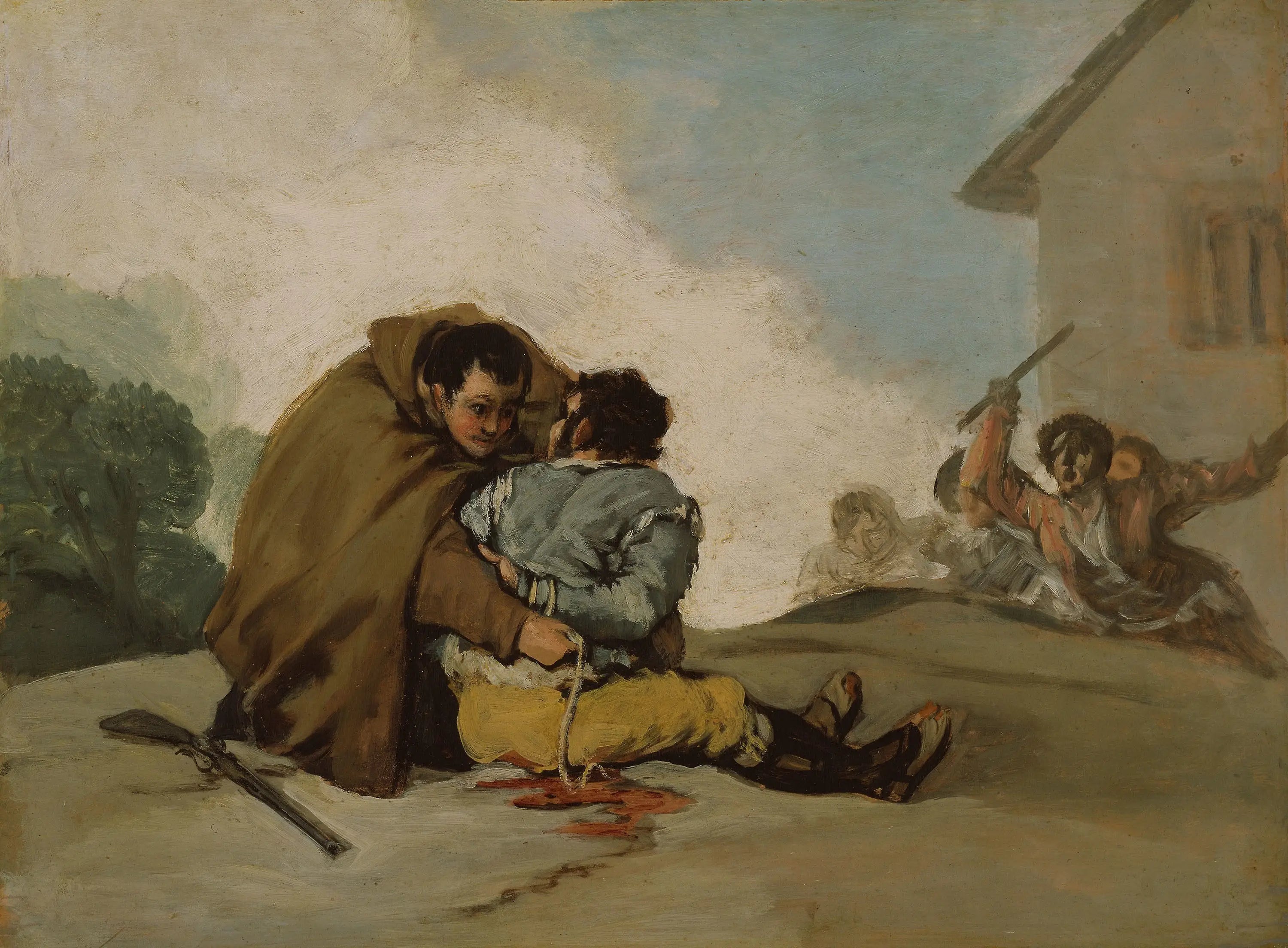 Reproduction du tableau « Frère Pedro lie El Maragato avec une corde - Francisco de Goya » par Alpha Reproduction en peinture à l’huile