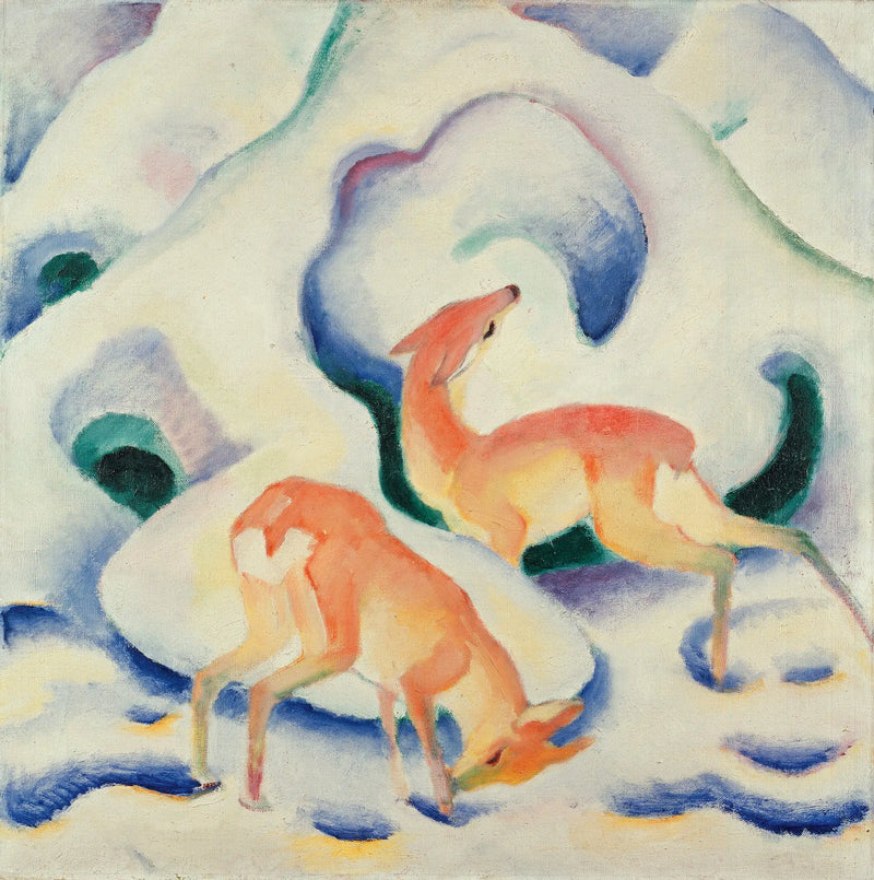 Hert in de sneeuw - Franz Marc
