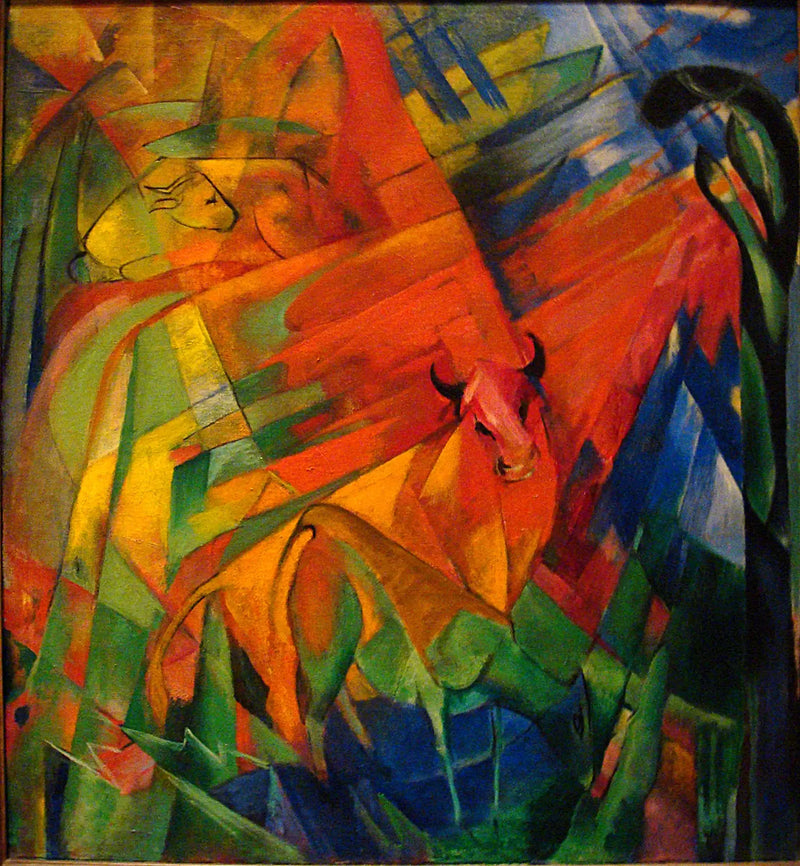 Dieren in een landschap - Franz Marc