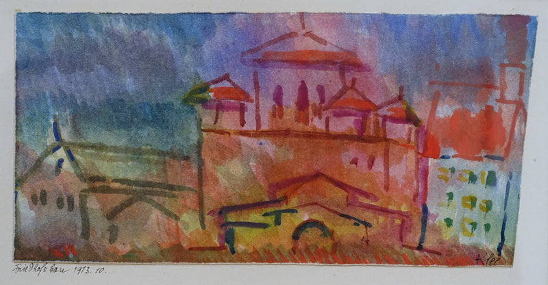 Friedhofsbau 1913, watercolor on woven paper - Paul Klee