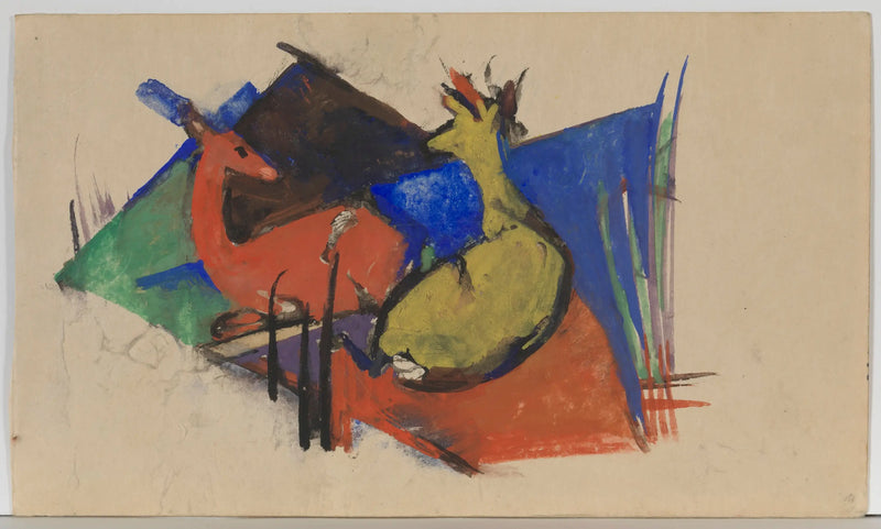 Twee liggende herten - Franz Marc