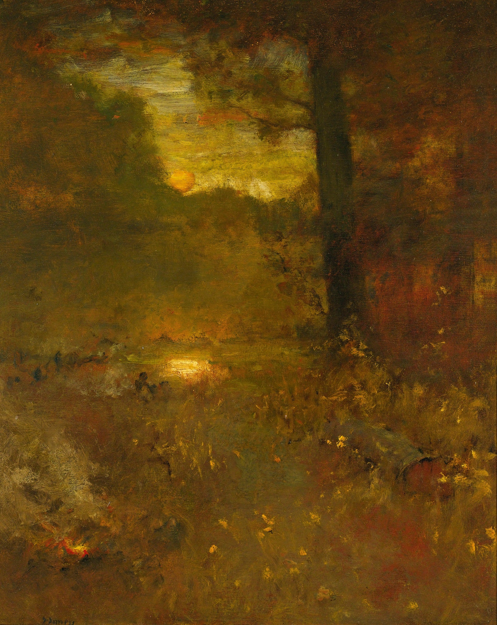 Paysage au coucher du soleil; La fin du jour - George Inness