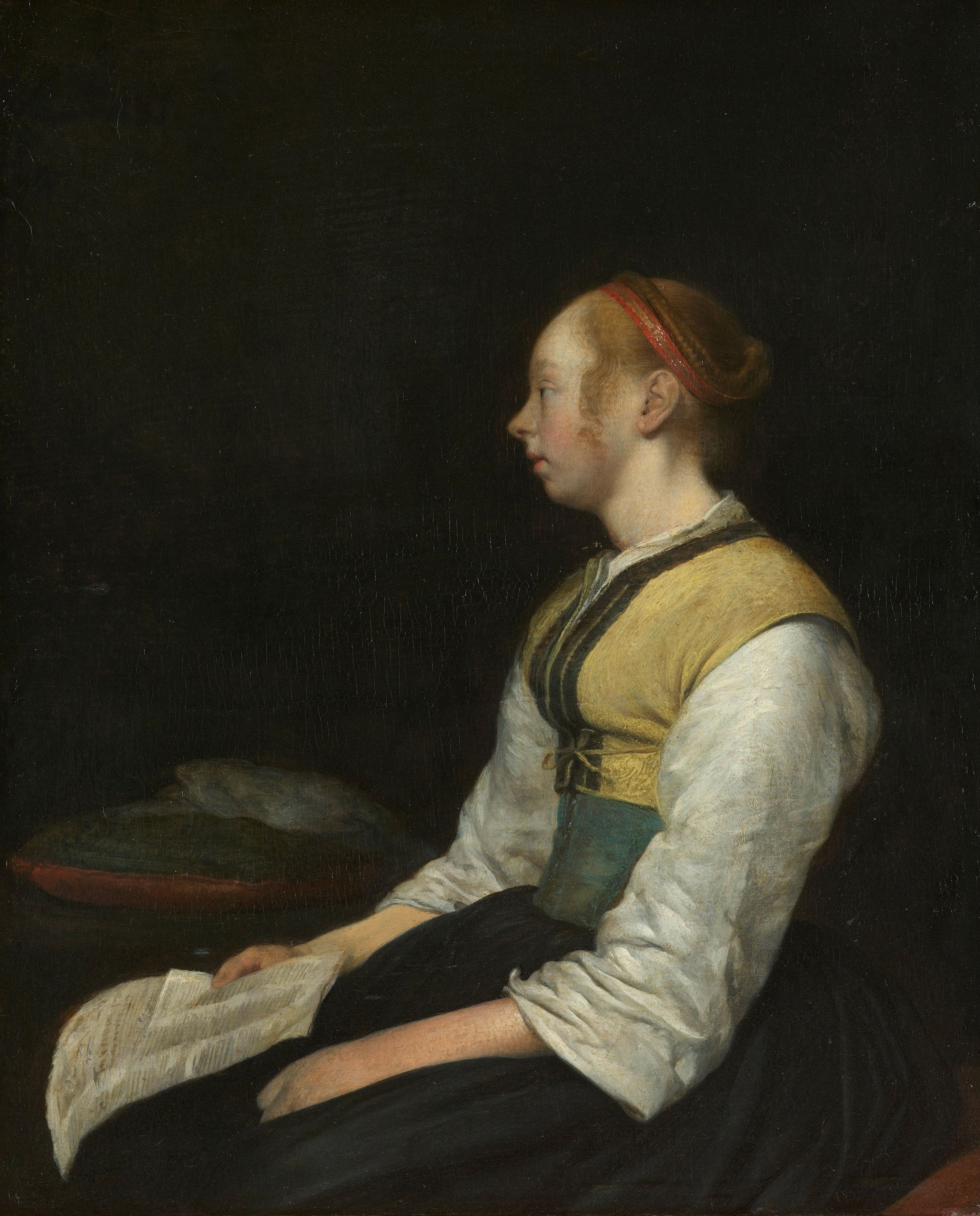 Fille assise en costume de paysanne - Gerard ter Borch