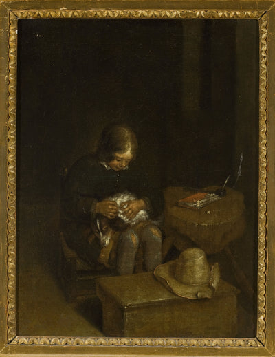 Un garçon qui chasse un chien - Gerard ter Borch