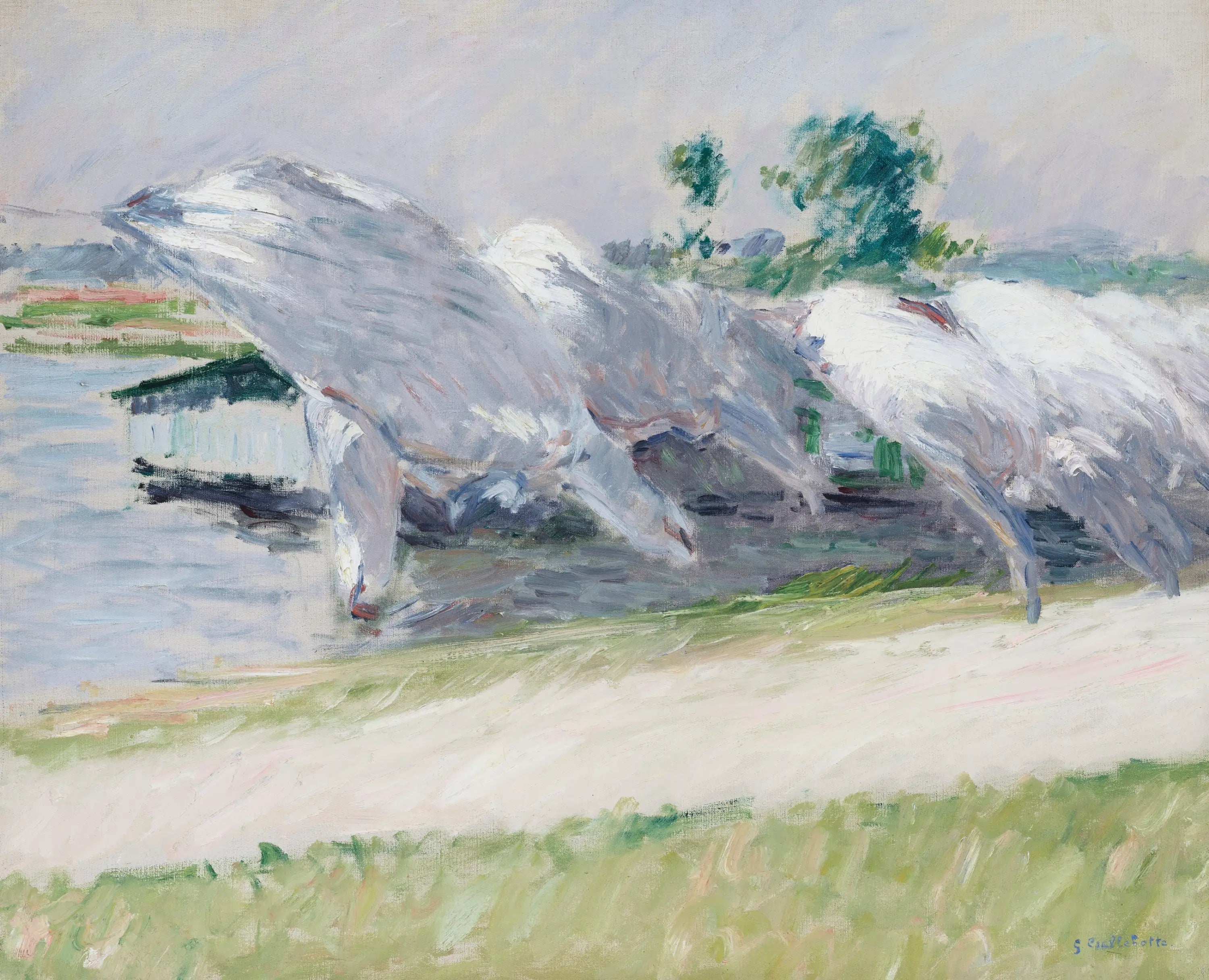 Reproduction du tableau « Linge séchant, Petit Gennevilliers - Gustave Caillebotte » par Alpha Reproduction en peinture à l’huile