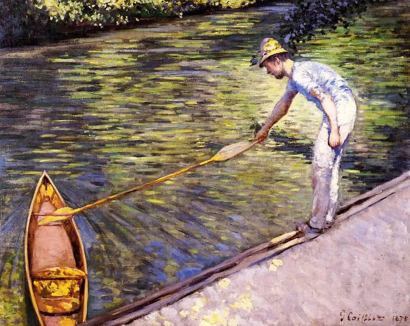 Peddelende kanovaar op de perissoire - Gustave Caillebotte