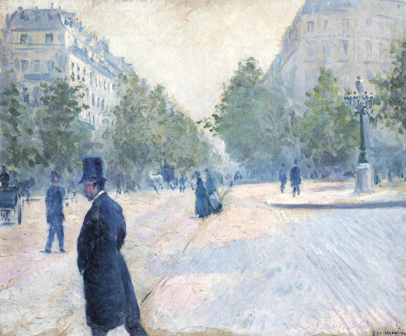 Het Saint-Augustinplein, mistige tijd - Gustave Caillebotte