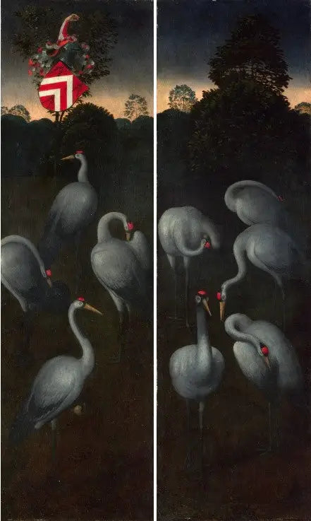 Hijskranen met wapenschilden - Hans Memling