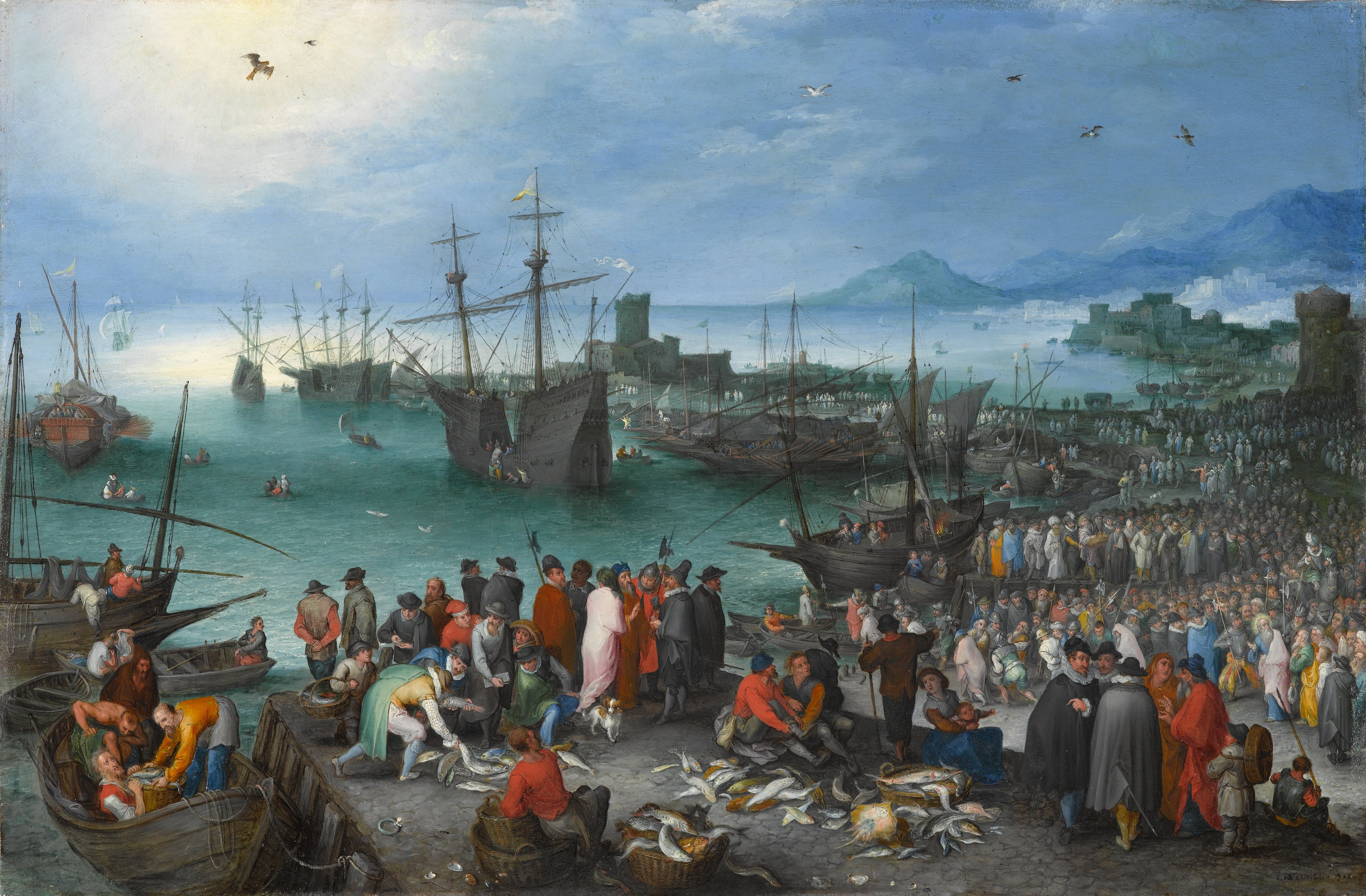 Scène portuaire avec le départ de saint Paul de Césarée - Jan Brueghel l'Ancien