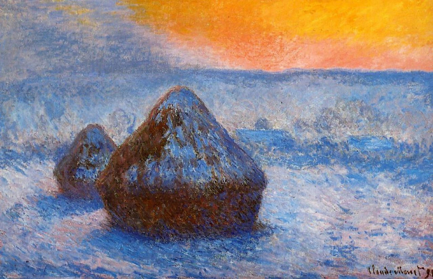 Meules (schemering, sneeuweffect) - Claude Monet