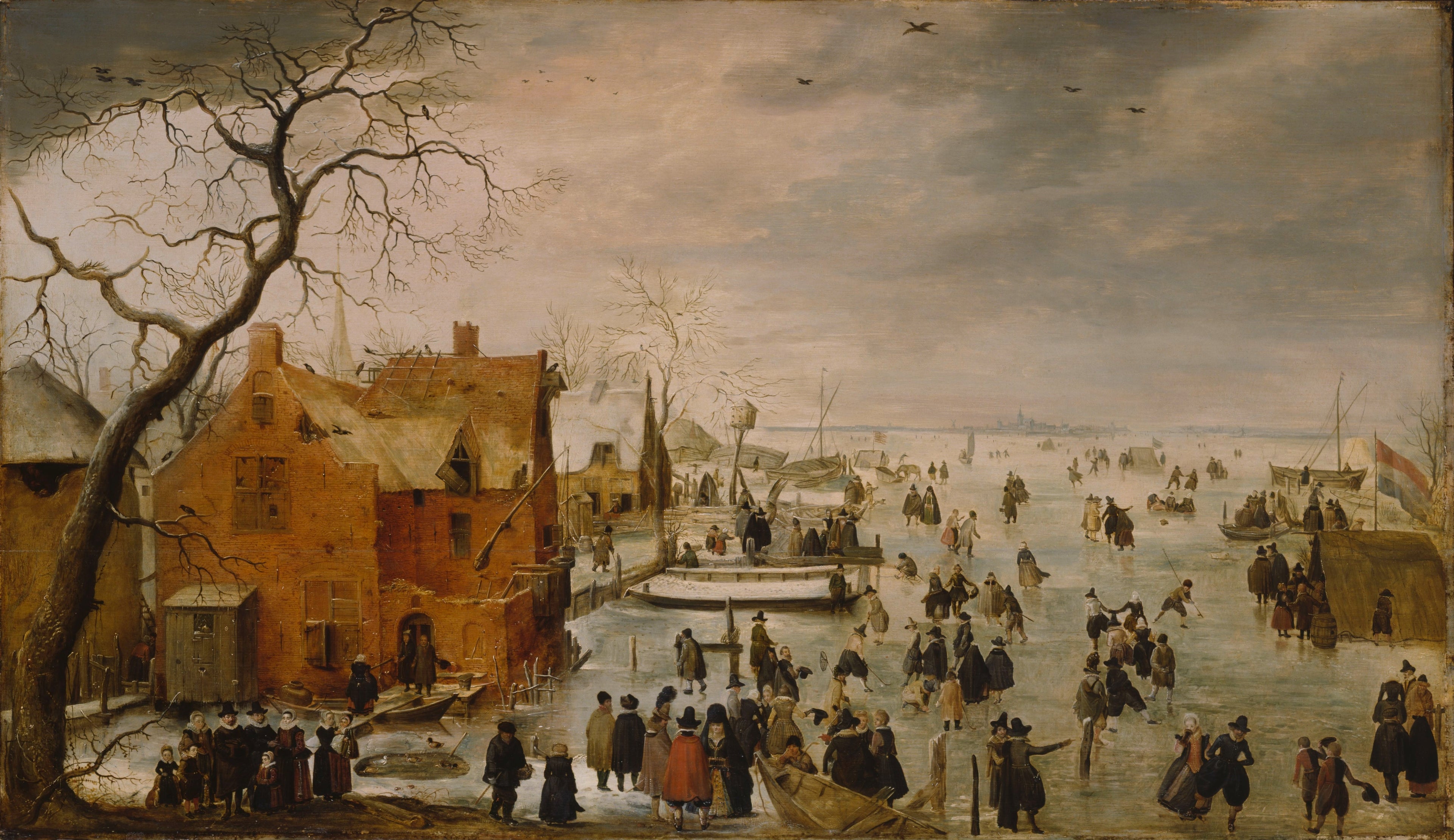 Paysage d'hiver avec de nombreux patineurs - Hendrick Avercamp image 1 reproduction réalisée par Alpha Reproduction
