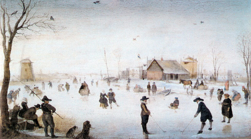 Paysage fluvial hivernal avec des silhouettes sur la glace - Hendrick Avercamp image 1 tableau peint à l’huile sur toile