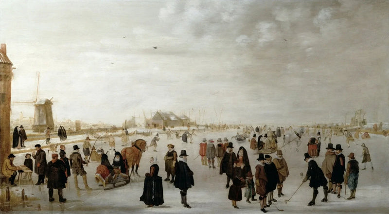 Paysage d'hiver sur la rivière Ijsel, près de Kampen, Hollande - Hendrick Avercamp