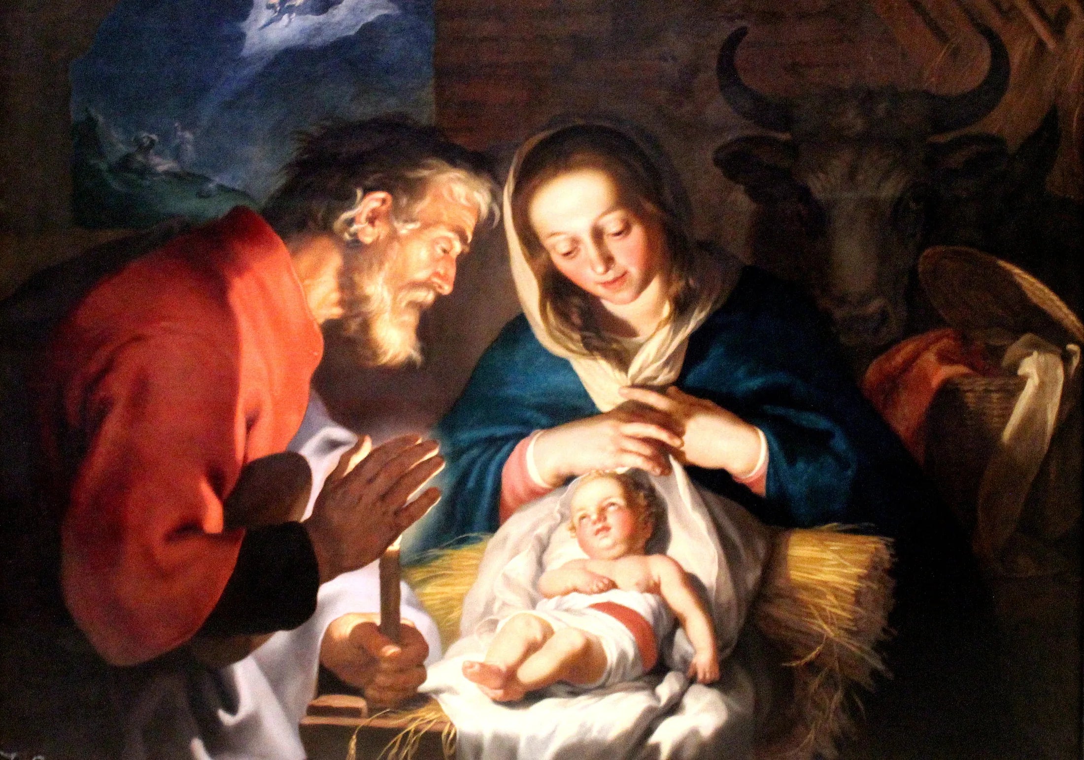 L'adoration de l'Enfant-Jésus par Marie et Joseph - Abraham Bloemaert image 1 tableau peint à l’huile sur toile