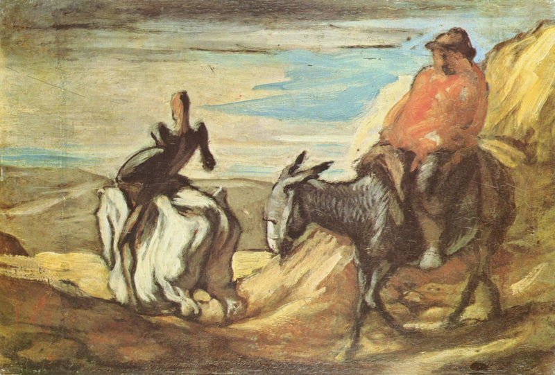 Don Quichotte en Sancho Panca in de bergen - Honoré Daumier
